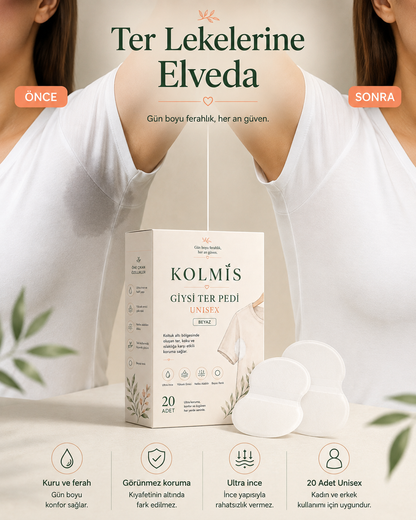 KolMis Koltuk Altı Ter Pedi – Unisex, 20 Adet