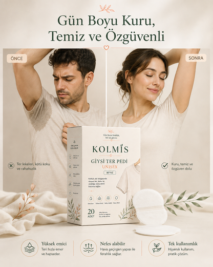 KolMis Koltuk Altı Ter Pedi – Unisex, 20 Adet