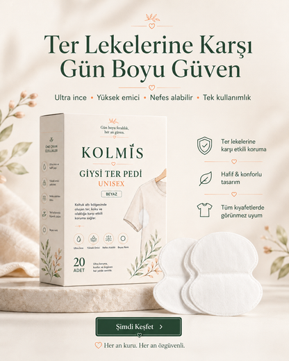 KolMis Koltuk Altı Ter Pedi – Unisex, 20 Adet