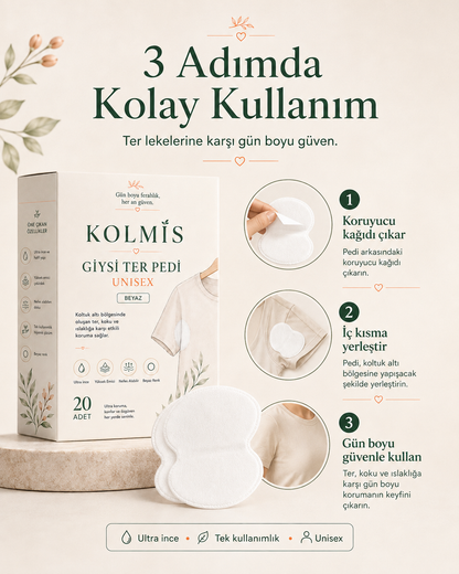 KolMis Koltuk Altı Ter Pedi – Unisex, 20 Adet