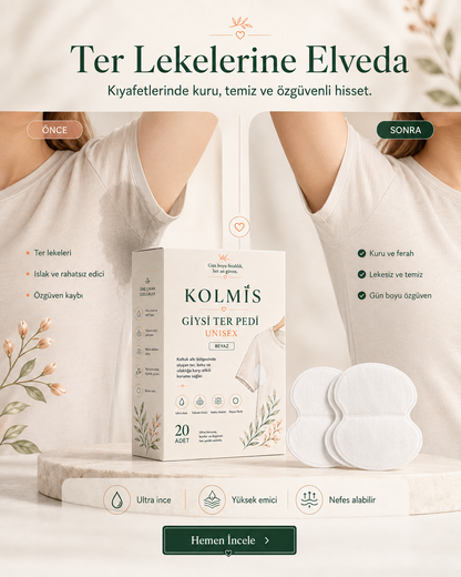 KolMis Koltuk Altı Ter Pedi – Unisex, 20 Adet