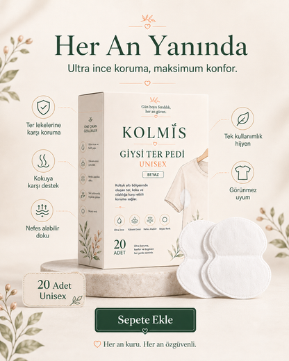 KolMis Koltuk Altı Ter Pedi – Unisex, 20 Adet